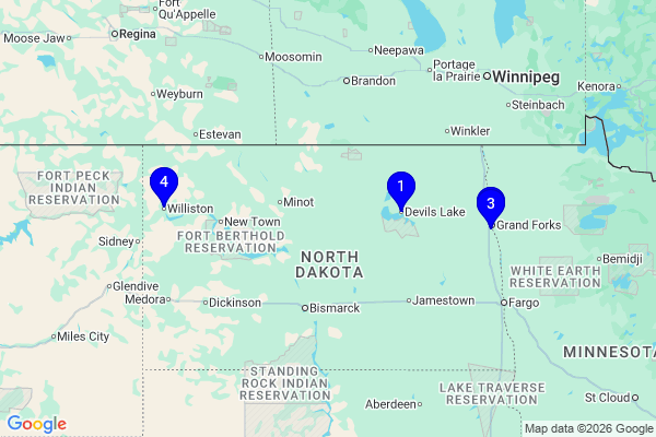 Map showing facility locations